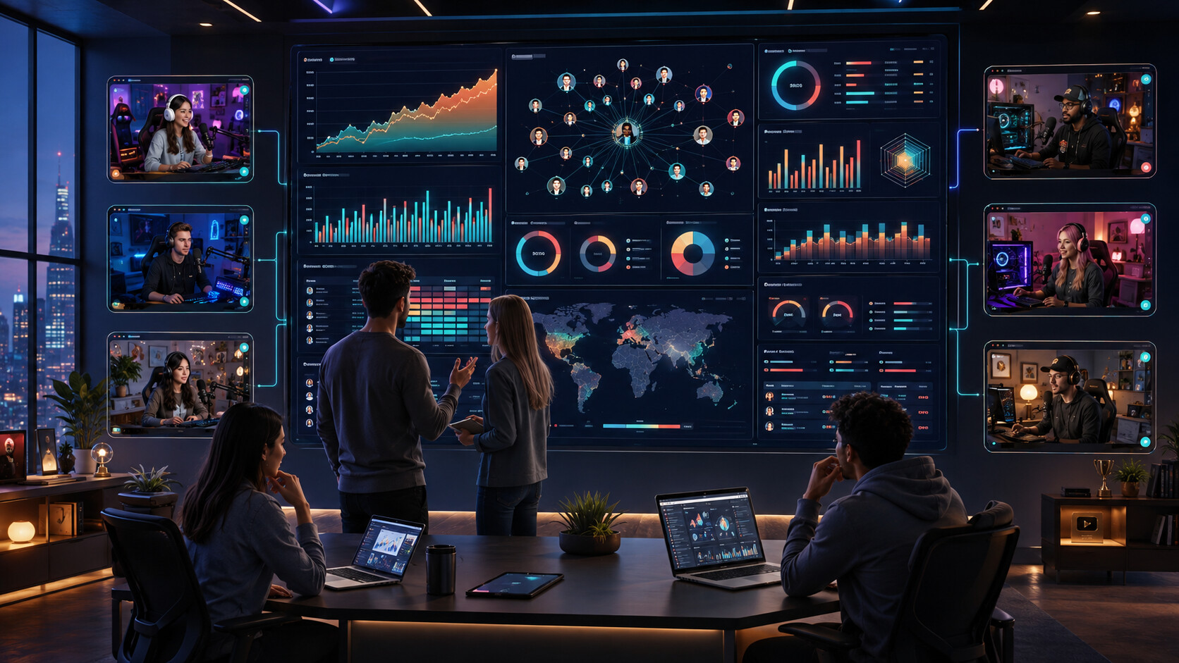 Streamer business analytics dashboard and connected creator studios